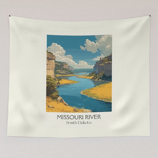Item preview, Missouri River South Dakota Vintage Poster | River Valley Landscape Art Print | Great Plains Decor designed and sold by TuncGK.