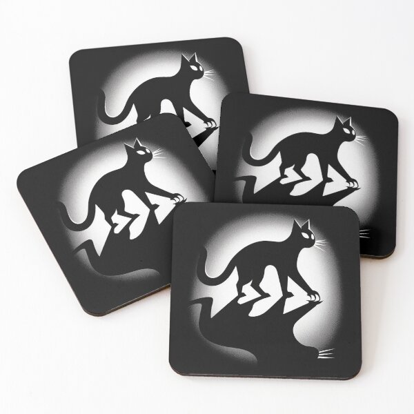 Item preview, Walking Black Cat Silhouette – Minimalist Shadow Art designed and sold by foxinkdesign.