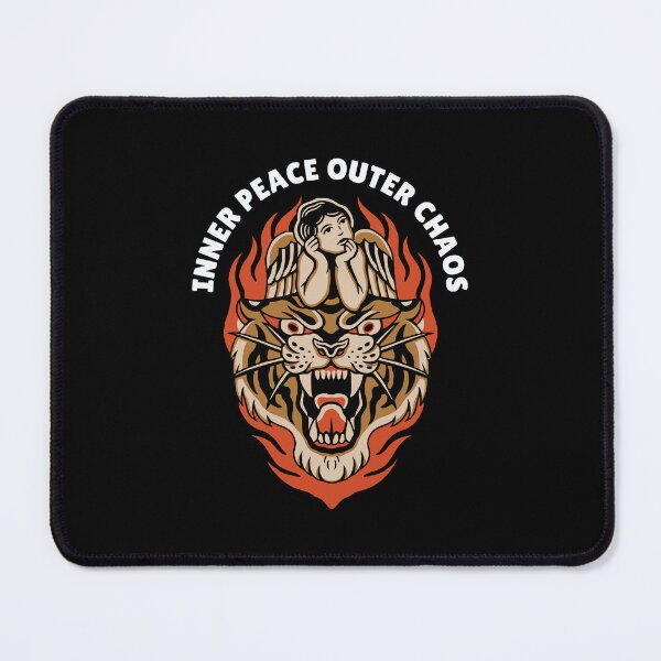 Item preview, Inner Peace Outer Chaos – Fierce Tiger & Angel Cherub | Bold Tattoo Style Design designed and sold by Cree8if.
