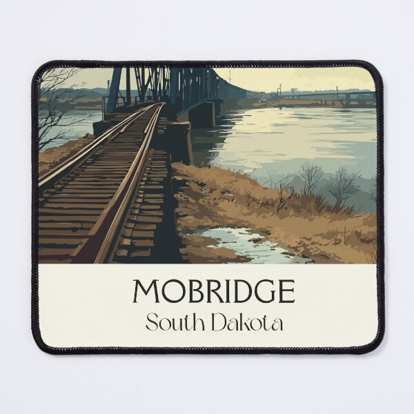 Item preview, Mobridge South Dakota Vintage Travel Poster | Missouri River Bridge Art Print | Railroad History Decor designed and sold by TuncGK.
