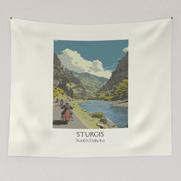 Item preview, Sturgis South Dakota Vintage Travel Poster | Black Hills Motorcycle Art Print | Scenic Byway Decor designed and sold by TuncGK.