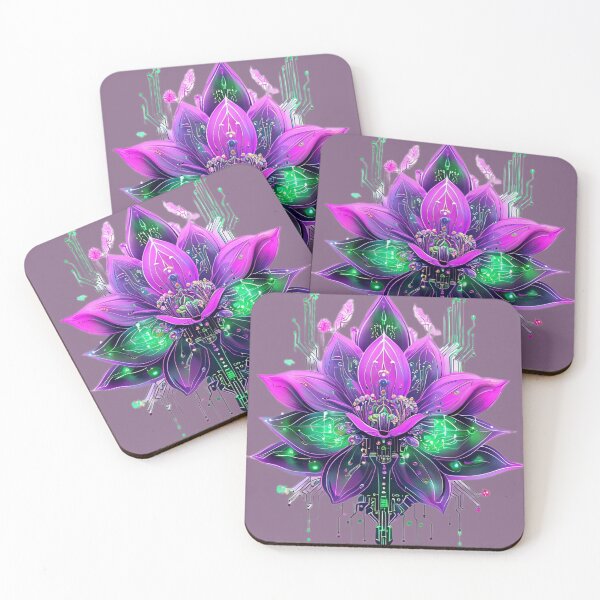 Item preview, Pink Lotus – Neon Floral Illustration with Futuristic Glow designed and sold by Naturalite19.