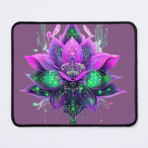 Item preview, Pink Lotus – Neon Floral Illustration with Futuristic Glow designed and sold by Naturalite19.