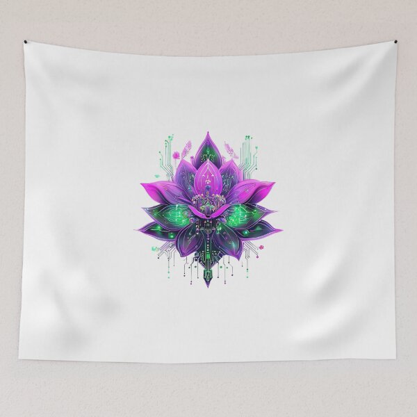 Item preview, Pink Lotus – Neon Floral Illustration with Futuristic Glow designed and sold by Naturalite19.