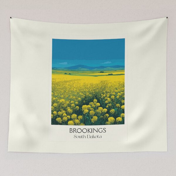 Item preview, Brookings South Dakota Vintage Poster | Yellow Flower Field Art Print | Agricultural Heartland Decor designed and sold by TuncGK.