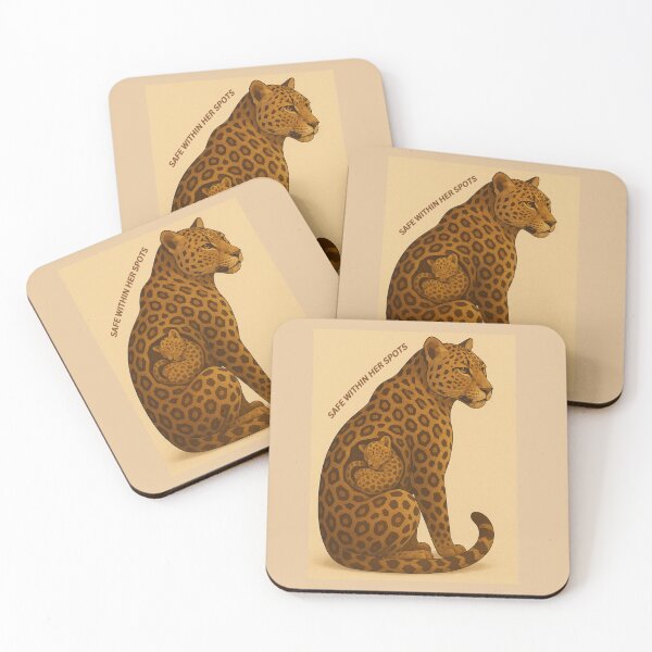 Item preview, Safe Within Her Spots – Leopard and Cub Geometric Art designed and sold by GeoWild Designs.