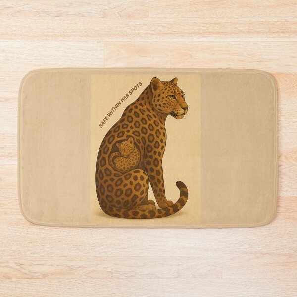 Item preview, Safe Within Her Spots – Leopard and Cub Geometric Art designed and sold by GeoWild Designs.