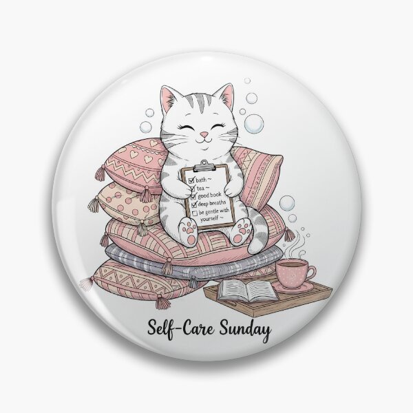 Item preview, Self Care Sunday Cat Checklist Wellness designed and sold by DESIGNPP.