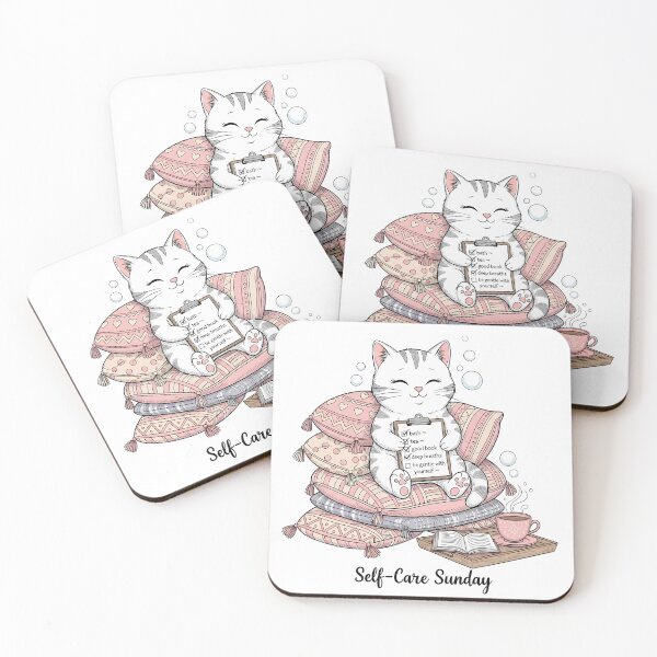Item preview, Self Care Sunday Cat Checklist Wellness designed and sold by DESIGNPP.