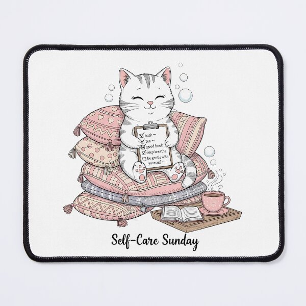 Item preview, Self Care Sunday Cat Checklist Wellness designed and sold by DESIGNPP.