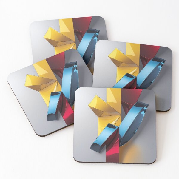 Item preview, Abstract Line Glossy Chrome In Yellow Red And Blue designed and sold by Harmonic_Layers.
