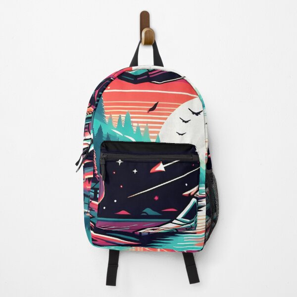 Item preview, Bieszczady Beskidy spaceship lake night pixel illustration colors retro arcade | dejco.art designed and sold by dejco.art.