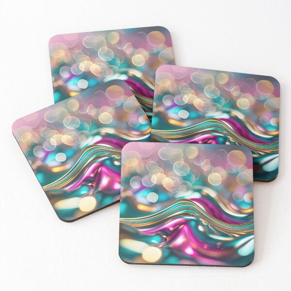 Item preview, Glossy Colorful Abstract Wave – Chrome Lines with Bokeh Lights designed and sold by Harmonic_Layers.