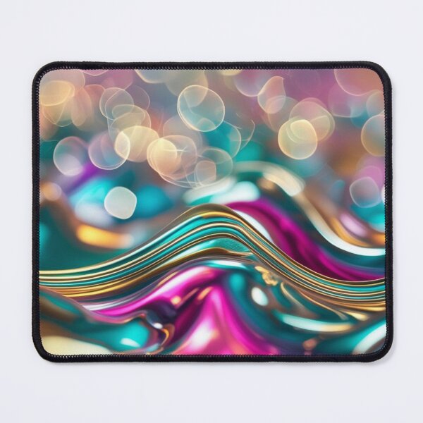 Item preview, Glossy Colorful Abstract Wave – Chrome Lines with Bokeh Lights designed and sold by Harmonic_Layers.