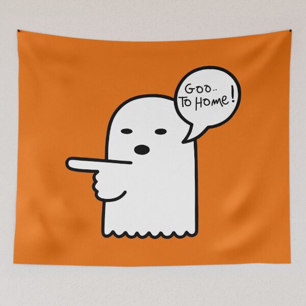Item preview, Cute Ghost Saying "Go to Home!" – Funny Minimalist Cartoon Design designed and sold by Bigart38.