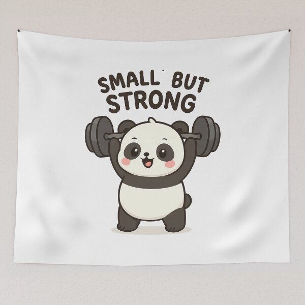 Item preview, Small but Strong – Cute panda with dumbbells | Fitness & Motivation Design designed and sold by Khatare.