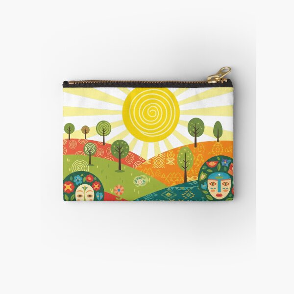 Item preview, Folk Sun and Faces – Vibrant Surreal Landscape Art designed and sold by Neuroscribble.