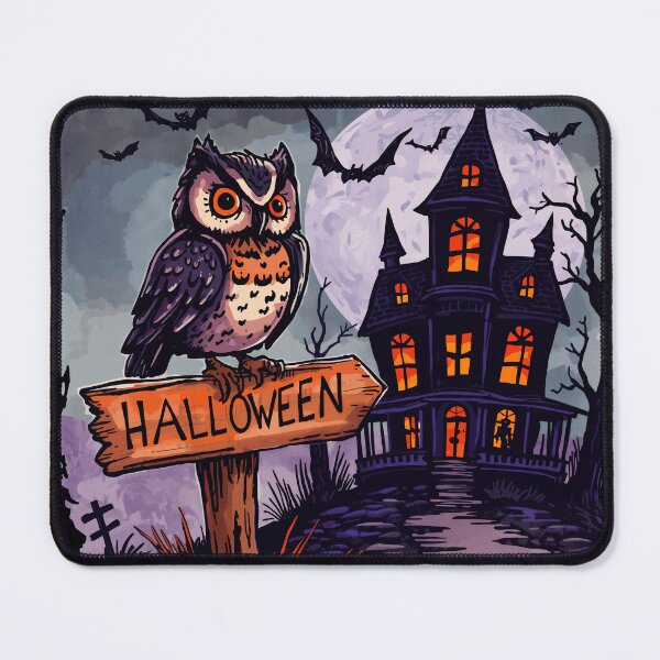 Item preview, Haunted Owl and Spooky House – Gothic Halloween Night Scene designed and sold by sherifshaaban.