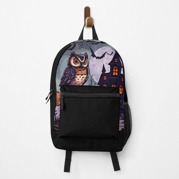 Item preview, Haunted Owl and Spooky House – Gothic Halloween Night Scene designed and sold by sherifshaaban.