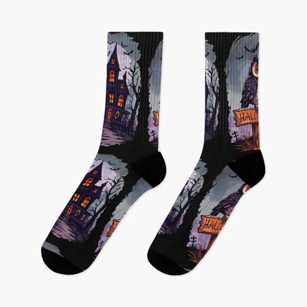 Item preview, Haunted Owl and Spooky House – Gothic Halloween Night Scene designed and sold by sherifshaaban.