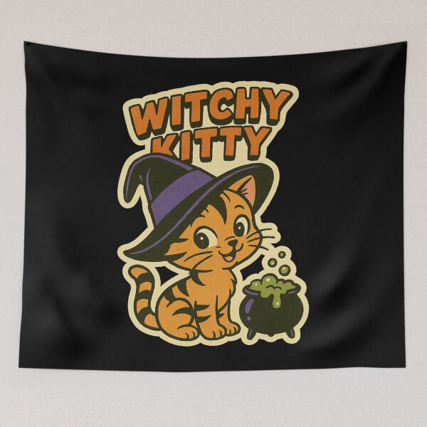Item preview, Retro Halloween Pets – Witch Cat Witchy Kitty Comic Art designed and sold by JacobKAurumhead.