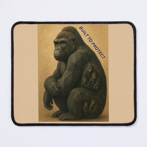 Item preview, Built to Protect – Geometric Gorilla with Young designed and sold by GeoWild Designs.