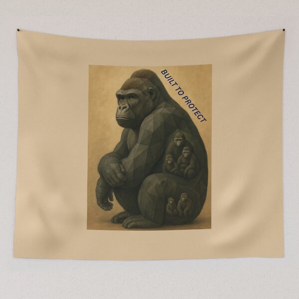 Item preview, Built to Protect – Geometric Gorilla with Young designed and sold by GeoWild Designs.