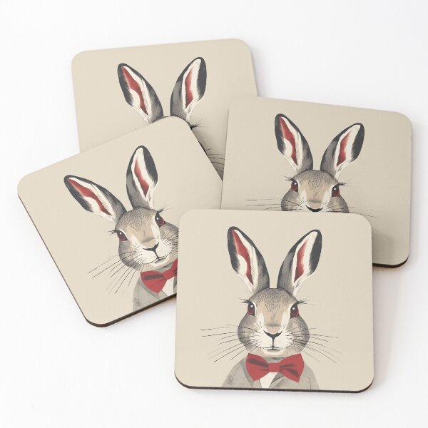 Item preview, Dapper Rabbit in Red Bow Tie – Cute Animal Illustration for Woodland and Whimsical Art Lovers designed and sold by CuriousCherry.