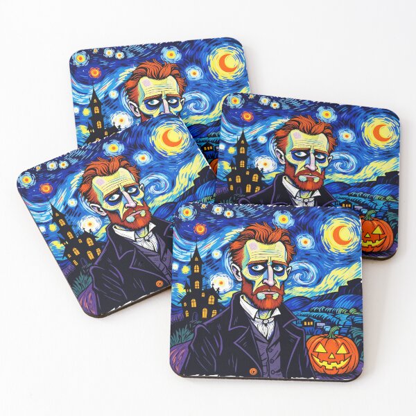 Item preview, Van Gogh Halloween Portrait – Starry Night with Pumpkin Twist designed and sold by sherifshaaban.