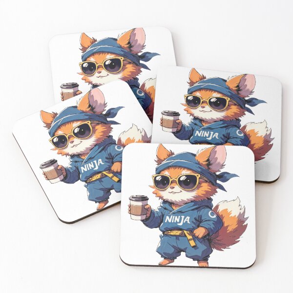 Item preview, Cool Ninja Fox with Coffee designed and sold by Ardezart.