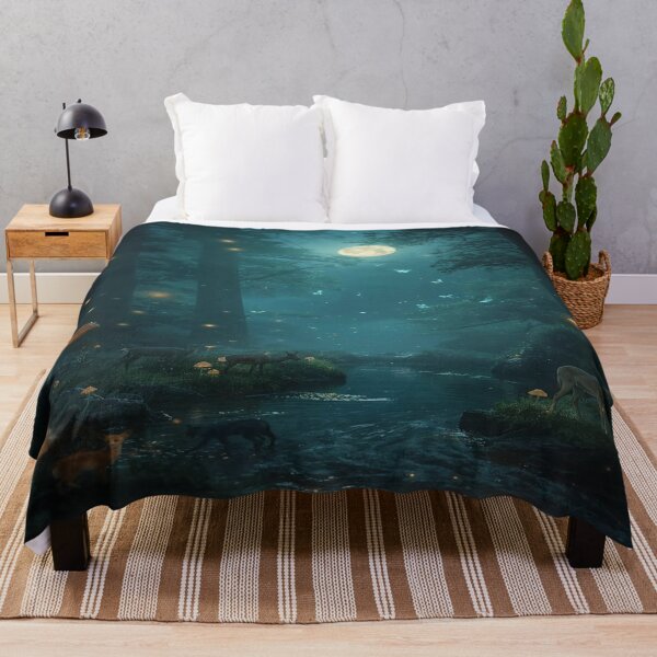 Item preview, Mystical Forest at Night with Glowing Moonlight designed and sold by Vividly-Red.