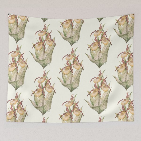 Item preview, Vintage Yellow Lady Slipper Orchid Illustration designed and sold by DesignsBySloan.