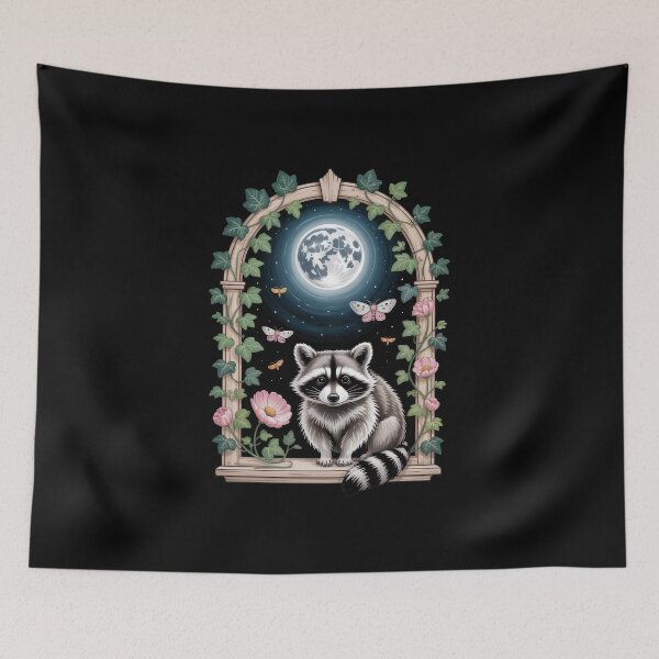 Item preview, Moonlit Mischief Cute Raccoon designed and sold by Enea Kelo.