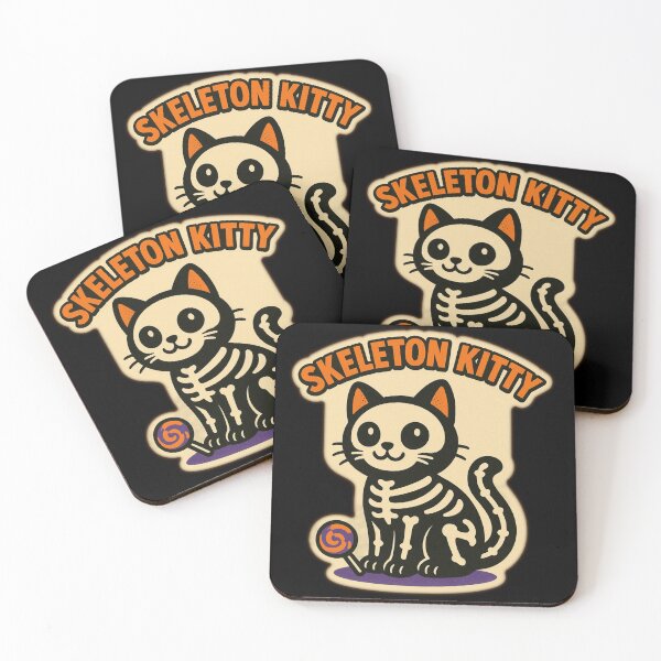 Item preview, Retro Halloween Pets – Skeleton Kitty Cute Halloween Cat Comic Art designed and sold by JacobKAurumhead.