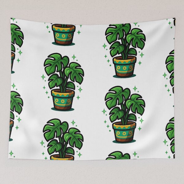 Item preview, Monstera Chibi in Decorative Pot – Kawaii Indoor Plant designed and sold by Ahau Designs.