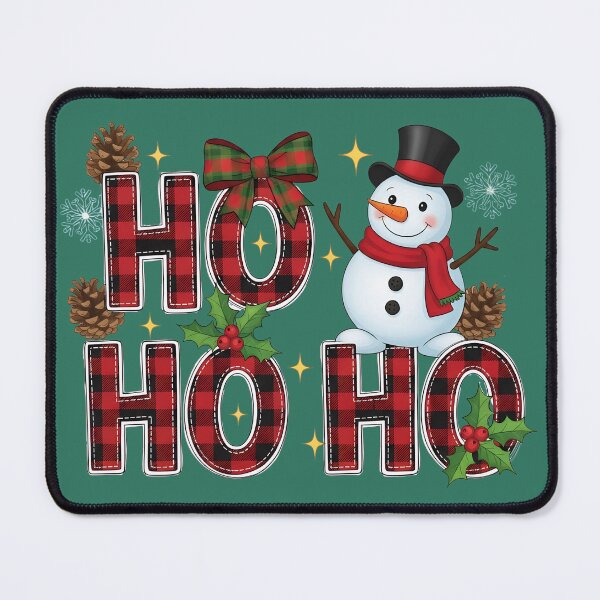 Item preview, Ho Ho Ho Snowman Plaid Christmas Design designed and sold by SoftStyleStudio ⭐⭐⭐.
