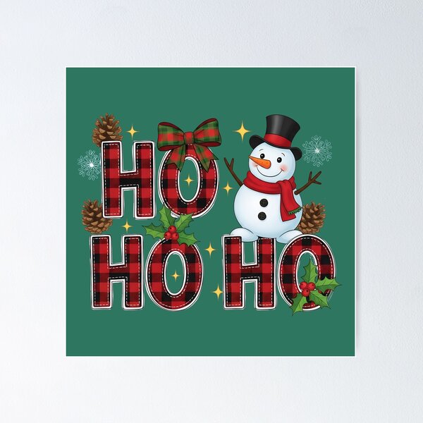 Item preview, Ho Ho Ho Snowman Plaid Christmas Design designed and sold by SoftStyleStudio ⭐⭐⭐.