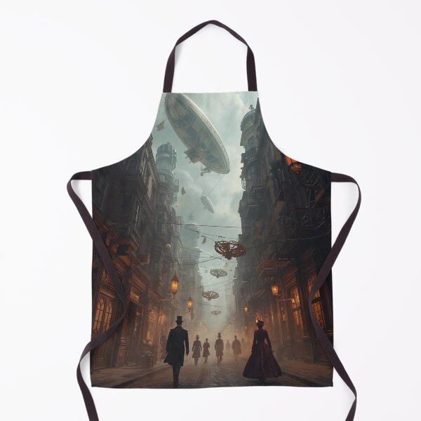 Item preview, Steampunk Adventure Cityscape – Airships and Victorian-Inspired Streets designed and sold by Vividly-Red.