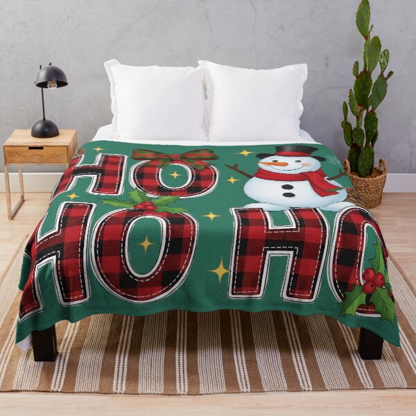 Item preview, Ho Ho Ho Snowman Plaid Christmas Design designed and sold by SoftStyleStudio ⭐⭐⭐.