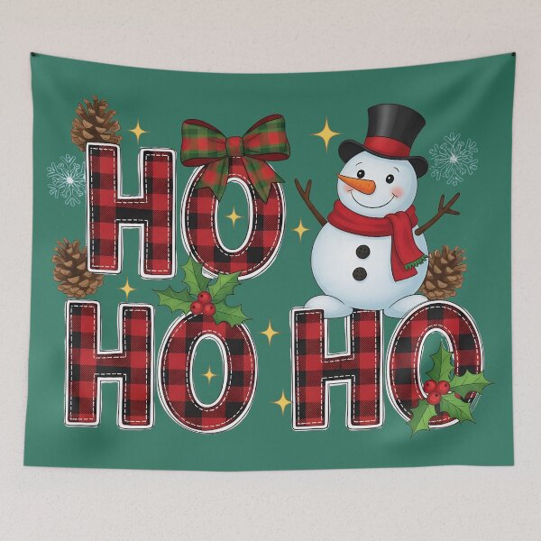 Item preview, Ho Ho Ho Snowman Plaid Christmas Design designed and sold by SoftStyleStudio ⭐⭐⭐.