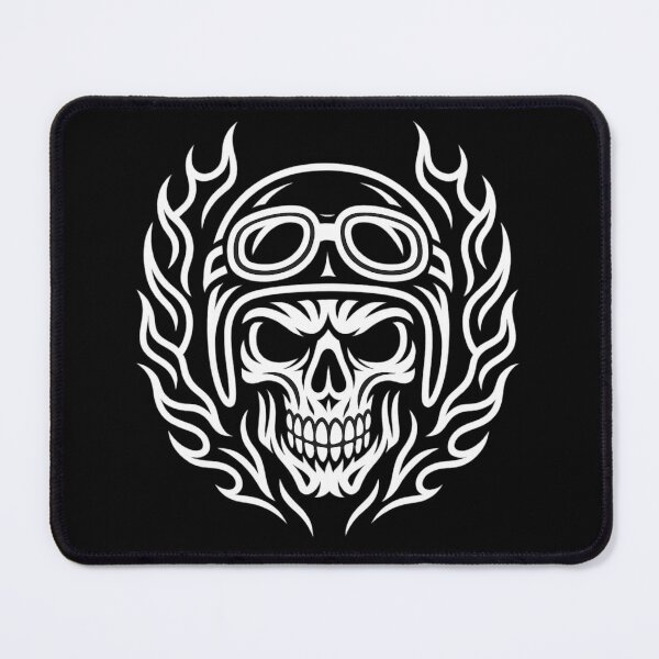 Item preview, Skull Rider Tribal · Skull Biker Tribal · Motorcycle Helmet Skull Flames Back Print designed and sold by DjokosDisigns.