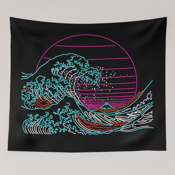 Item preview, The Great Wave - Great Neon Wave Off Kanagawa - Vintage - Retrowave - 80s designed and sold by therocketman.