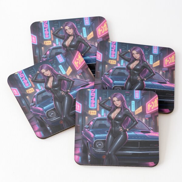 Item preview, Neon Muscle Waifu – Retro Car Sensual Anime Art designed and sold by GerwantSHOP.