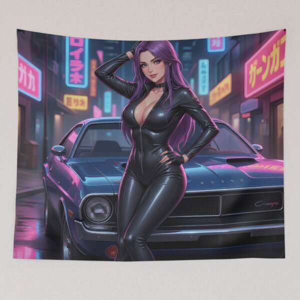 Item preview, Neon Muscle Waifu – Retro Car Sensual Anime Art designed and sold by GerwantSHOP.