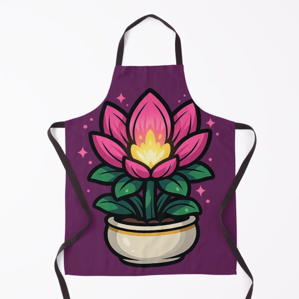 Item preview, Bright Chibi Lotus Flower in a Pot – Kawaii Plant Art designed and sold by Ahau Designs.