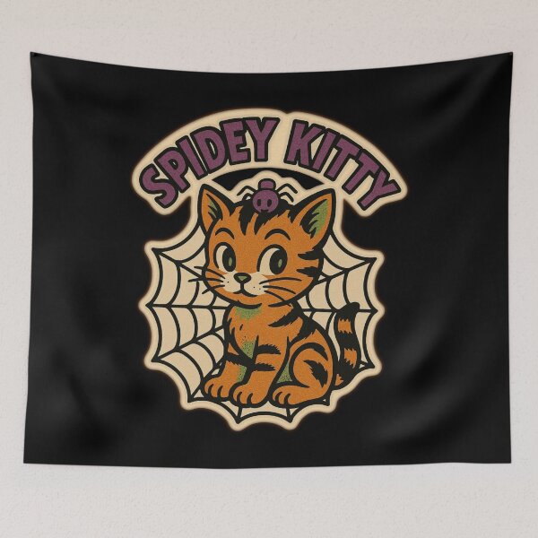 Item preview, Retro Halloween Pets –  Cute Halloween Cat Spidey Kitty Comic Art designed and sold by JacobKAurumhead.