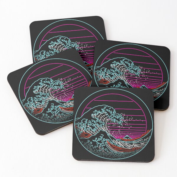 Item preview, The Great Wave Circle - Great Neon Wave Off Kanagawa - Vintage - Retrowave - 80s designed and sold by therocketman.