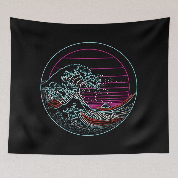 Item preview, The Great Wave Circle - Great Neon Wave Off Kanagawa - Vintage - Retrowave - 80s designed and sold by therocketman.