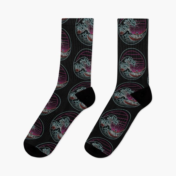 Item preview, The Great Wave Circle - Great Neon Wave Off Kanagawa - Vintage - Retrowave - 80s designed and sold by therocketman.