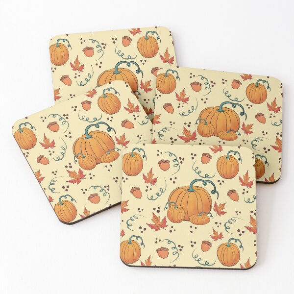 Item preview, Happy Whimsical Pumpkins Acorns and Maple Leaves designed and sold by HydrangeaDelMar.